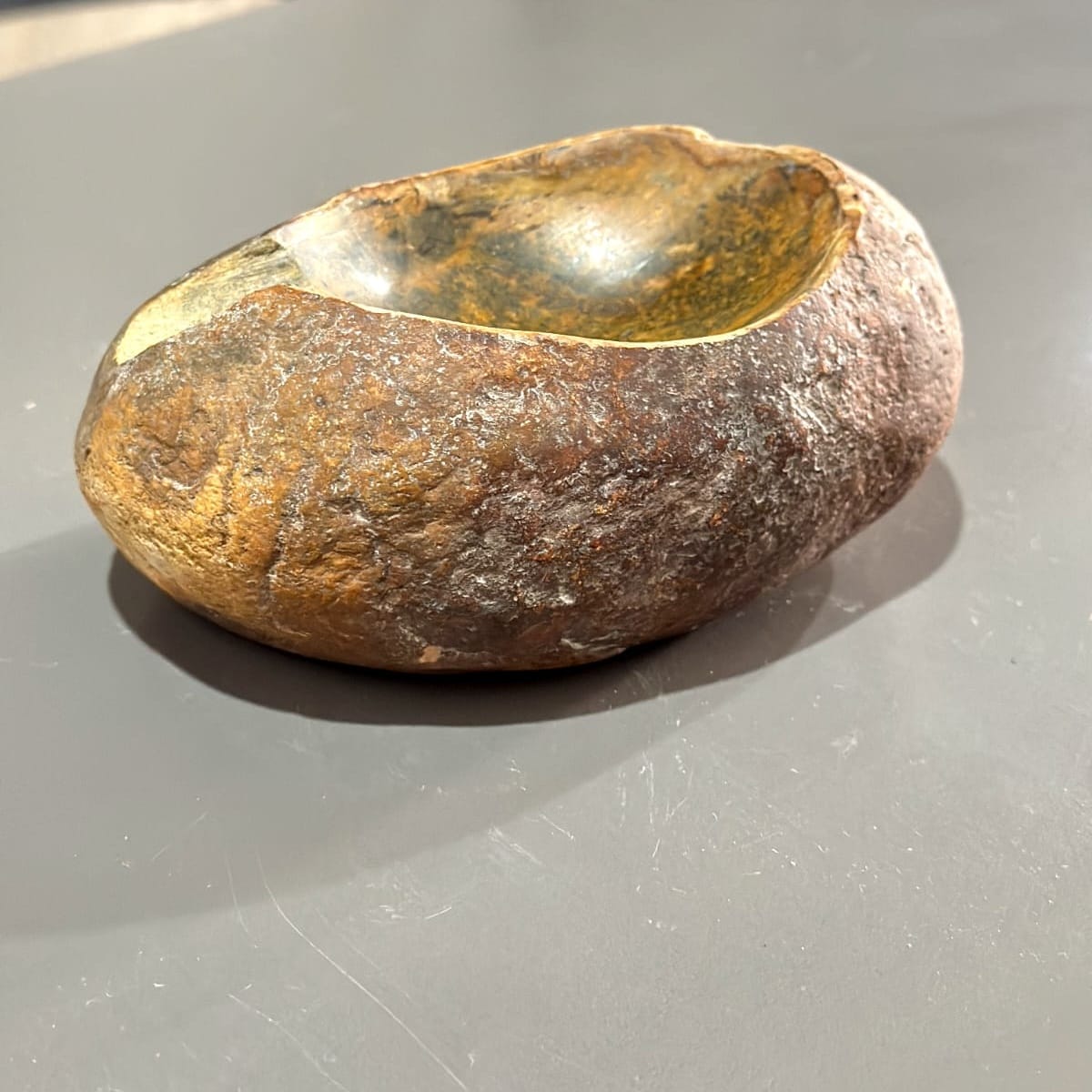 Unique River Stone Rustic Gold Ash Tray