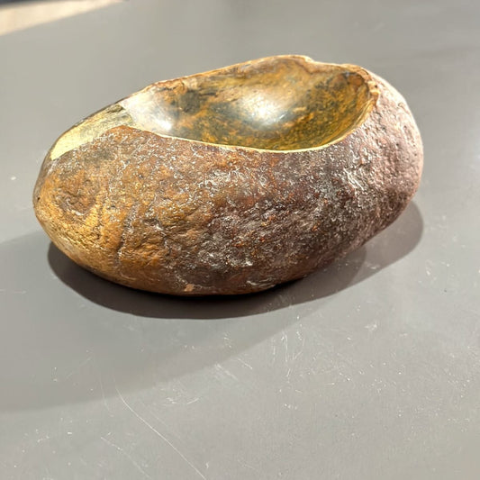 Unique River Stone Rustic Gold Ash Tray