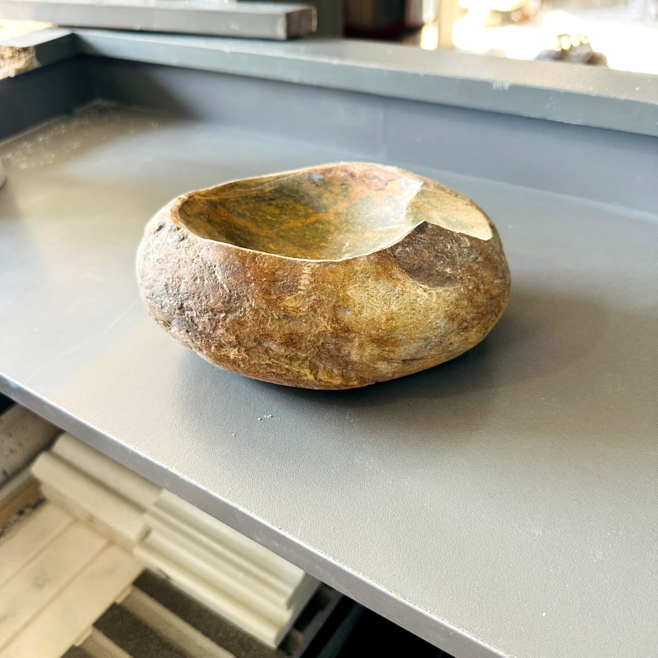 Unique River Stone Rustic Gold Ash Tray